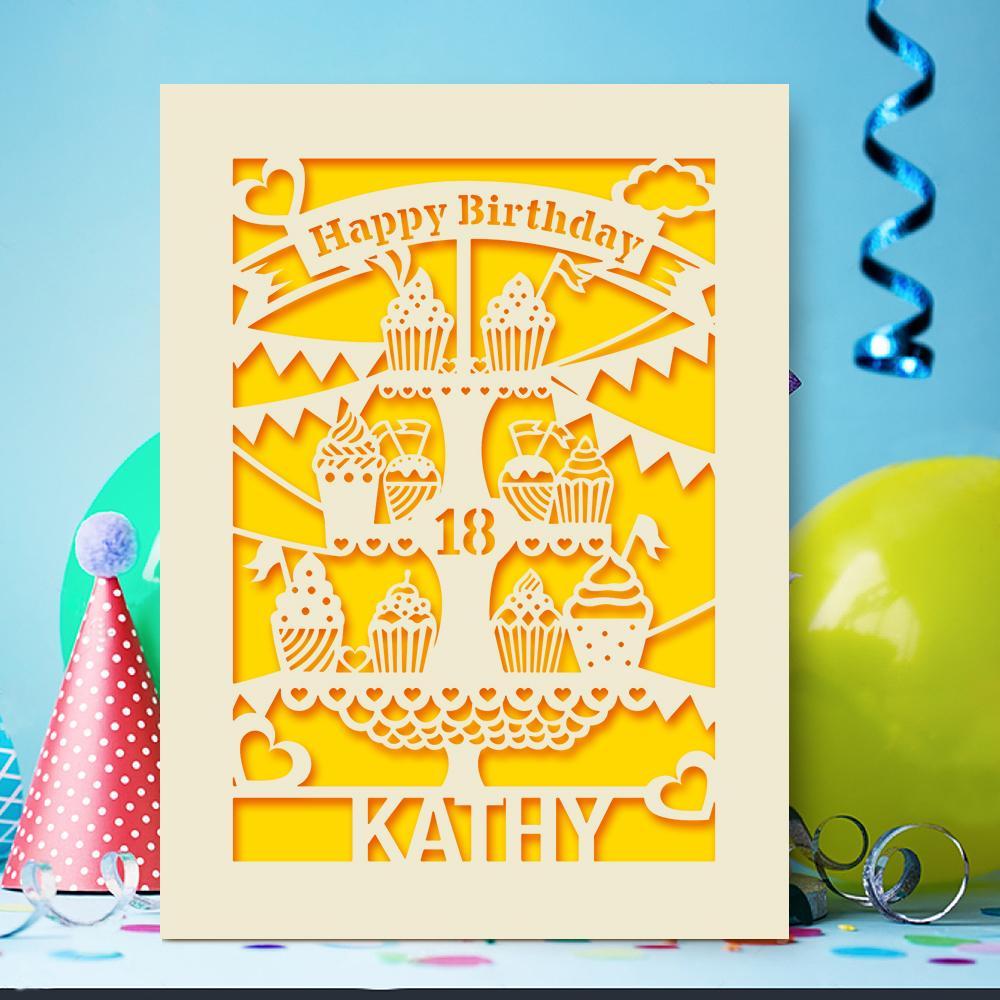 Personalised Birthday Card Cup Cake Style - EDSG