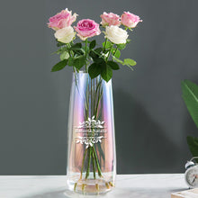 Load image into Gallery viewer, Personalised Engraved Flower Vase Rainbow Plated Glass Vase(Names and Date) - EDSG
