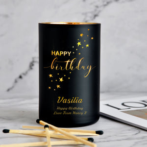 Personalised Scented Candle Natural Coconut Wax Candle Happy Birthday