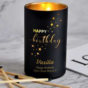 Personalised Scented Candle Natural Coconut Wax Candle Happy Birthday