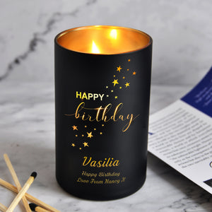 Personalised Scented Candle Natural Coconut Wax Candle Happy Birthday
