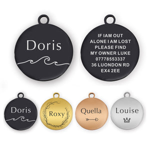 Dog Tags Personalised Name Engraved Stainless Steel Cat Pet Tags UK