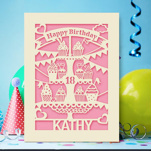 Personalised Birthday Card Cup Cake Style - EDSG