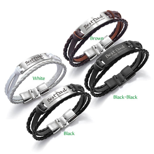 Men's Personalised Cord Bracelet with Engraved Wooden Disc 21mm- 