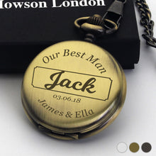 Load image into Gallery viewer, Personalised Engraved Pocket Watch Bestman Gift - EDSG
