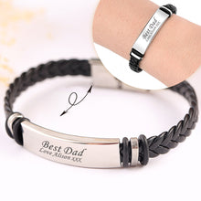 Load image into Gallery viewer, Personalised men&#39;s Leather Bracelet boys Leather Bracelet - for boys mens father
