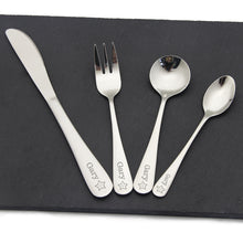 Load image into Gallery viewer, Personalised Stainless Kids Cutlery Engraved Flatware - EDSG
