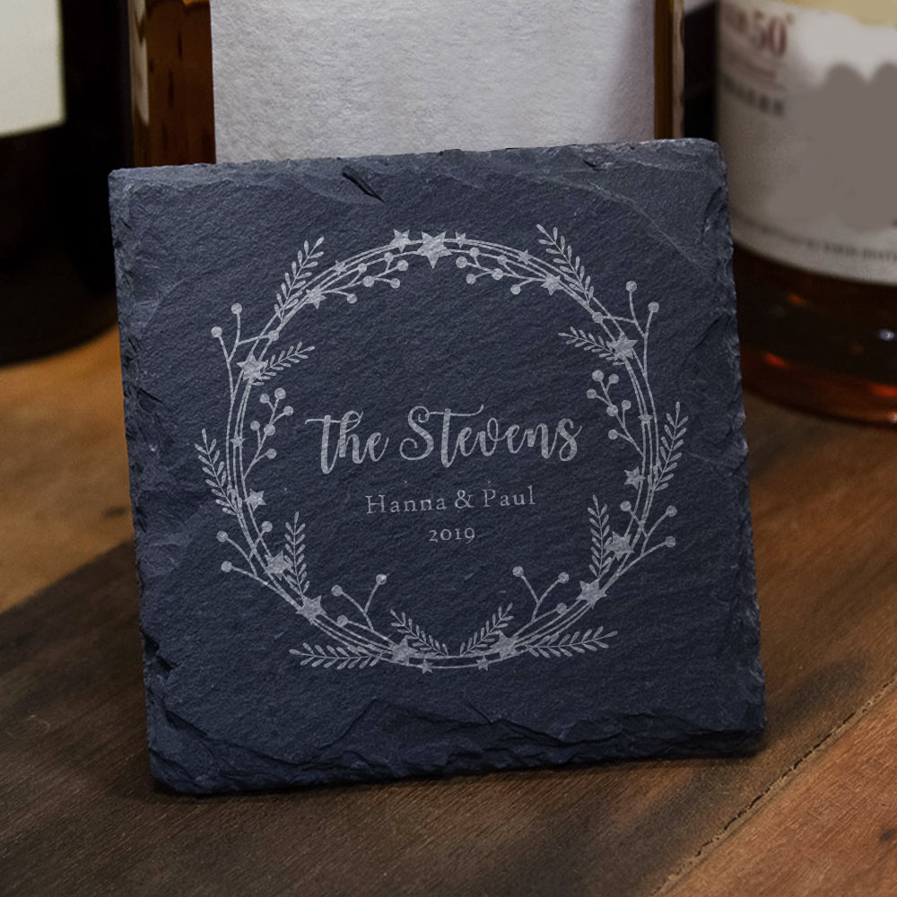 Personalised Engraved Slate Coasters Housewarming Wedding Gift - EDSG