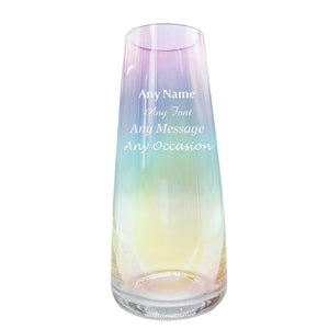 Personalised Engraved Vase | Rainbow Plated Glass Vase Flower Vase - EDSG