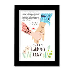 Personalised Gift for Dad Daddy Father from Daughter Gift Idea for Fathers day Custom Gift for Him A4 Picture Frame for Happy Fathers Day