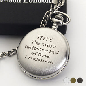 Personalised Engraved Pocket Watch Silver/Black - EDSG