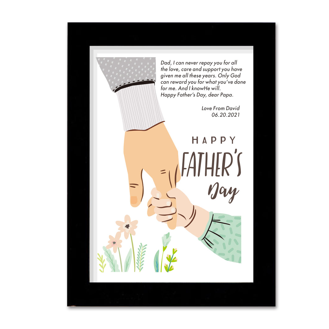 Personalised Gift for Dad Daddy Father Stepdad from Son Gift Idea for Fathers day Custom Gift for Him A4 Picture Frame for Happy Fathers Day