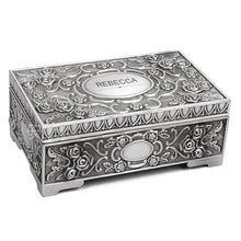 Load image into Gallery viewer, Personalised Mothers Day Jewellery Box for Her Girl Daughter Women Wife Granddaughter Girlfriend Engraved Trinket Box Gift for Christmas Vintage Silver Jewelry Case
