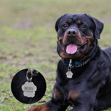 Load image into Gallery viewer, Personalised Engraved Dog Tag Cat ID Tags Zinc Alloy 25mm Glitter Bling Paw Print
