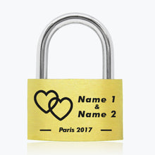 Load image into Gallery viewer, Personalised Engraved Lock for Bridge Love Heart
