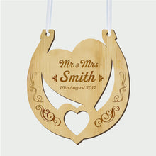 Load image into Gallery viewer, Personalised Wedding Horseshoe Wooden Plaque - EDSG
