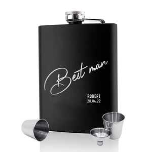 Personalised Hip Flask | Engraved Stainless Steel Whisky Flask 6oz Pocket Flask （Best Man） - EDSG