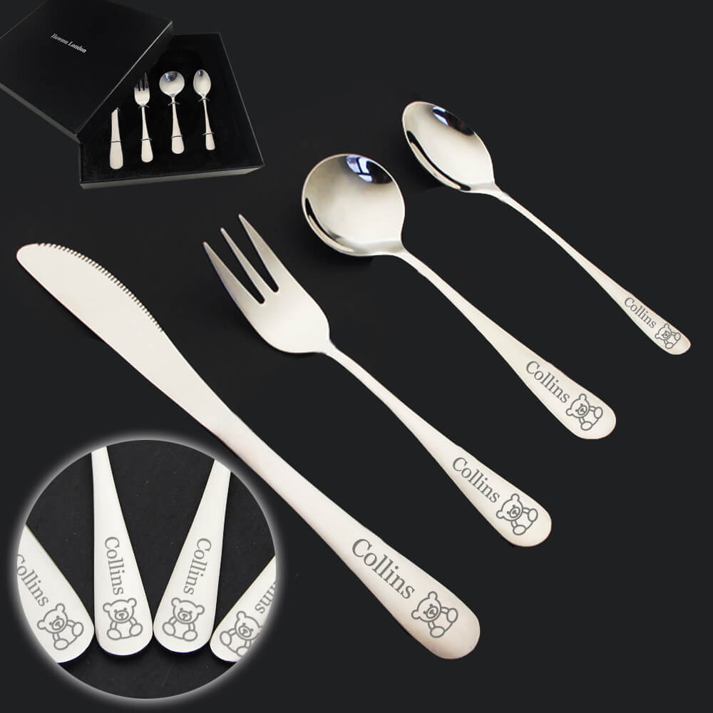 Personalised childrens knife and shop fork set