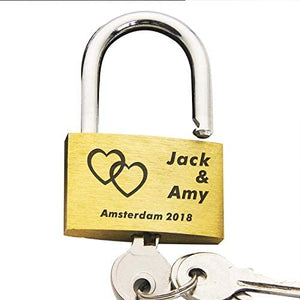 Personalised Engraved Lock for Bridge Love Heart
