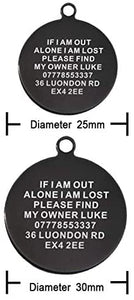 Dog Tags Personalised Name Engraved Stainless Steel Cat Pet Tags