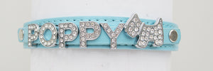 Personalised Diamante PU Leather Dog Cat Collar UK - EDSG