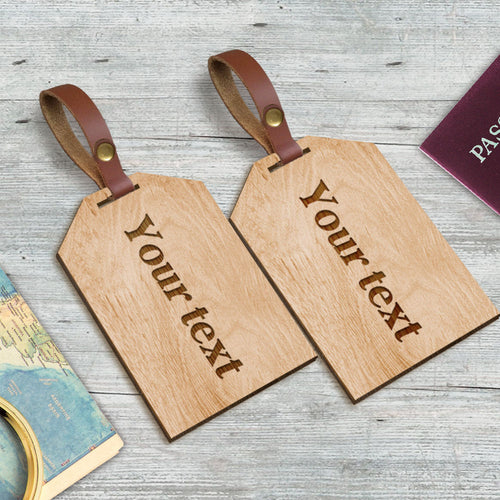 Personalised Laser Engraved Wooden Luggage Tags - EDSG