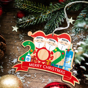 Personalised 2021 Christmas Holiday Ornament Quarantined at Home Lockdown Year Gift