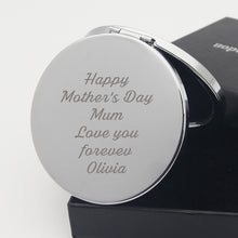 Load image into Gallery viewer, Personalised Mothers Day Compact Mirror Laser Engraved Mirror for Women Customized Gift for Her, Mum，Girl, Bridesmaid, Friend on Birthday, Wedding, Anniversary, Mother&#39;s Day
