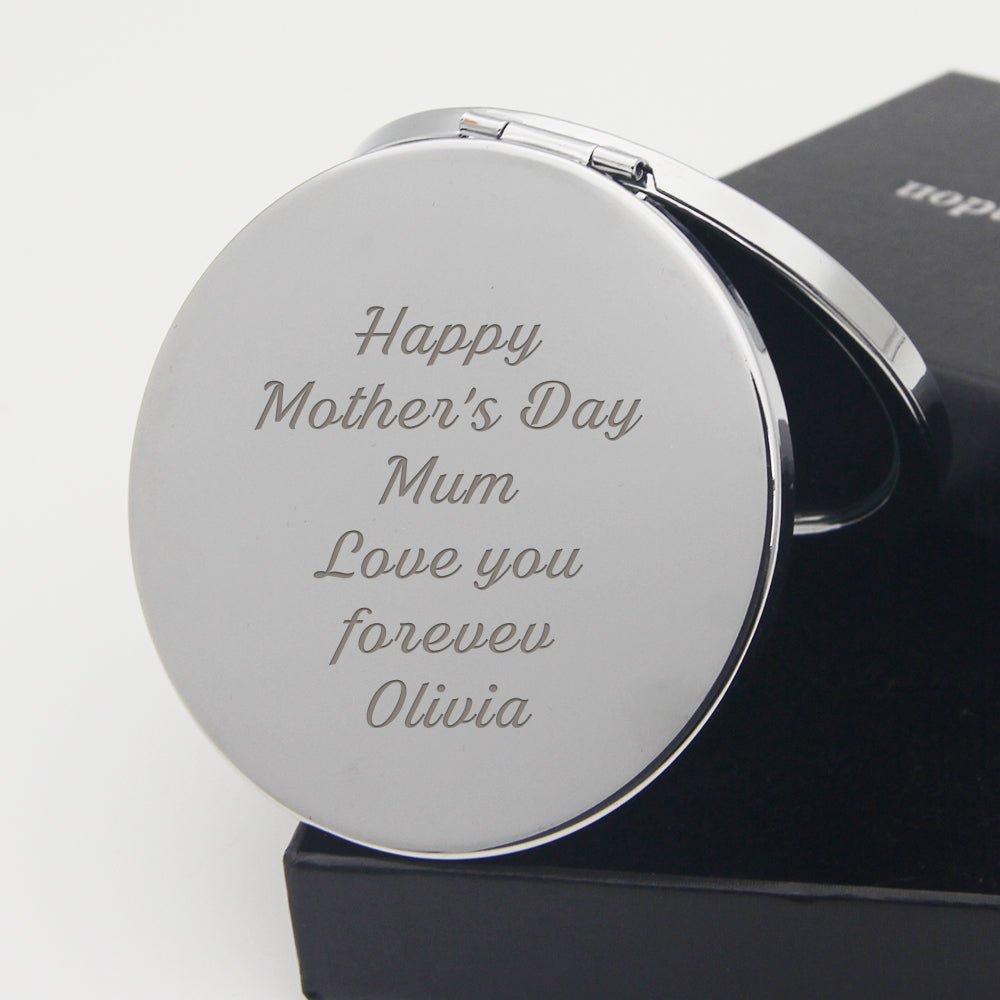 Personalised Mothers Day Compact Mirror Laser Engraved Mirror for Women Customized Gift for Her, Mum，Girl, Bridesmaid, Friend on Birthday, Wedding, Anniversary, Mother's Day