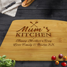 Load image into Gallery viewer, Personalised Chopping Board | Bamboo Cutting Board | Cheese Board Wedding Gift for Couples - Laser Engraved Housewarming Gift -Custom Wedding, Valentines or Anniversary Present for families
