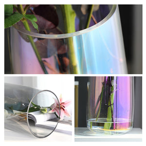 Personalised Engraved Flower Vase Rainbow Plated Glass Vase(Name) - EDSG