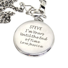 Load image into Gallery viewer, Personalised Engraved Pocket Watch Silver/Black - EDSG
