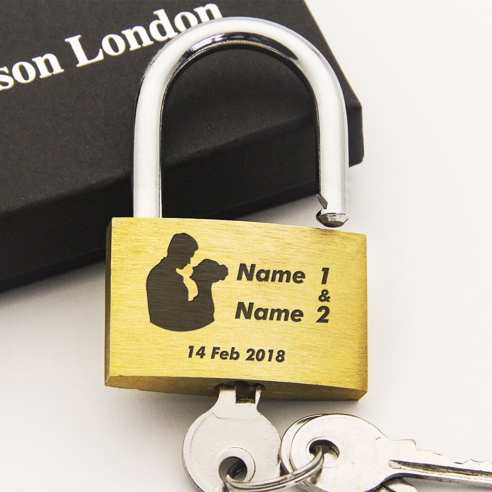 Personalised Engraved Love Lock Bride & Groom - EDSG