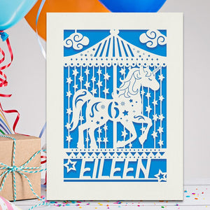 Personalised Birthday Card Carousel Any Name Any Age - EDSG