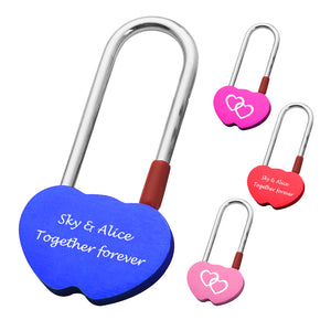 Personalised Engraved Padlock Double Heart Shape Lock with 4 Different Colors - EDSG