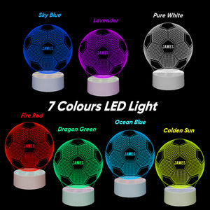 Personalised 7 Colours 3D LED Football Lamp Night Light - EDSG