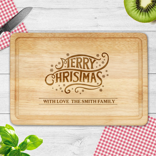 Personalised Wooden Chopping Board Laser Engrave Santa Gift for Merry Christmas - EDSG