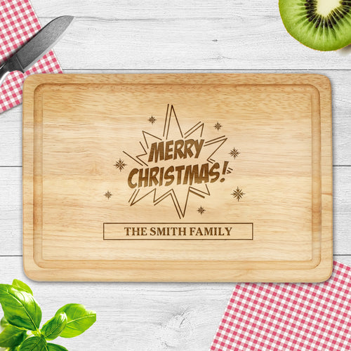 Personalised Wooden Chopping Board Laser Engrave Santa Gift for Merry Christmas - EDSG