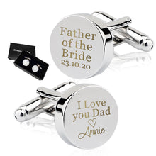 Load image into Gallery viewer, Personalised Engraved Cufflinks Love Dad - EDSG
