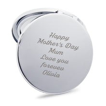 Load image into Gallery viewer, Personalised Mothers Day Compact Mirror Laser Engraved Mirror for Women Customized Gift for Her, Mum，Girl, Bridesmaid, Friend on Birthday, Wedding, Anniversary, Mother&#39;s Day
