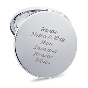 Personalised Mothers Day Compact Mirror Laser Engraved Mirror for Women Customized Gift for Her, Mum，Girl, Bridesmaid, Friend on Birthday, Wedding, Anniversary, Mother's Day