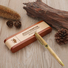 Load image into Gallery viewer, EDSG Personalised Pen | Engraved Natural Wooden Ballpoint Pen with Gift Box | Custom Bespoke Laser Engraved, Gift for Merry Christmas,Teacher,Birthday Hand Finished in UK
