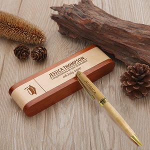 EDSG Personalised Pen | Engraved Natural Wooden Ballpoint Pen with Gift Box | Custom Bespoke Laser Engraved, Gift for Merry Christmas,Teacher,Birthday Hand Finished in UK
