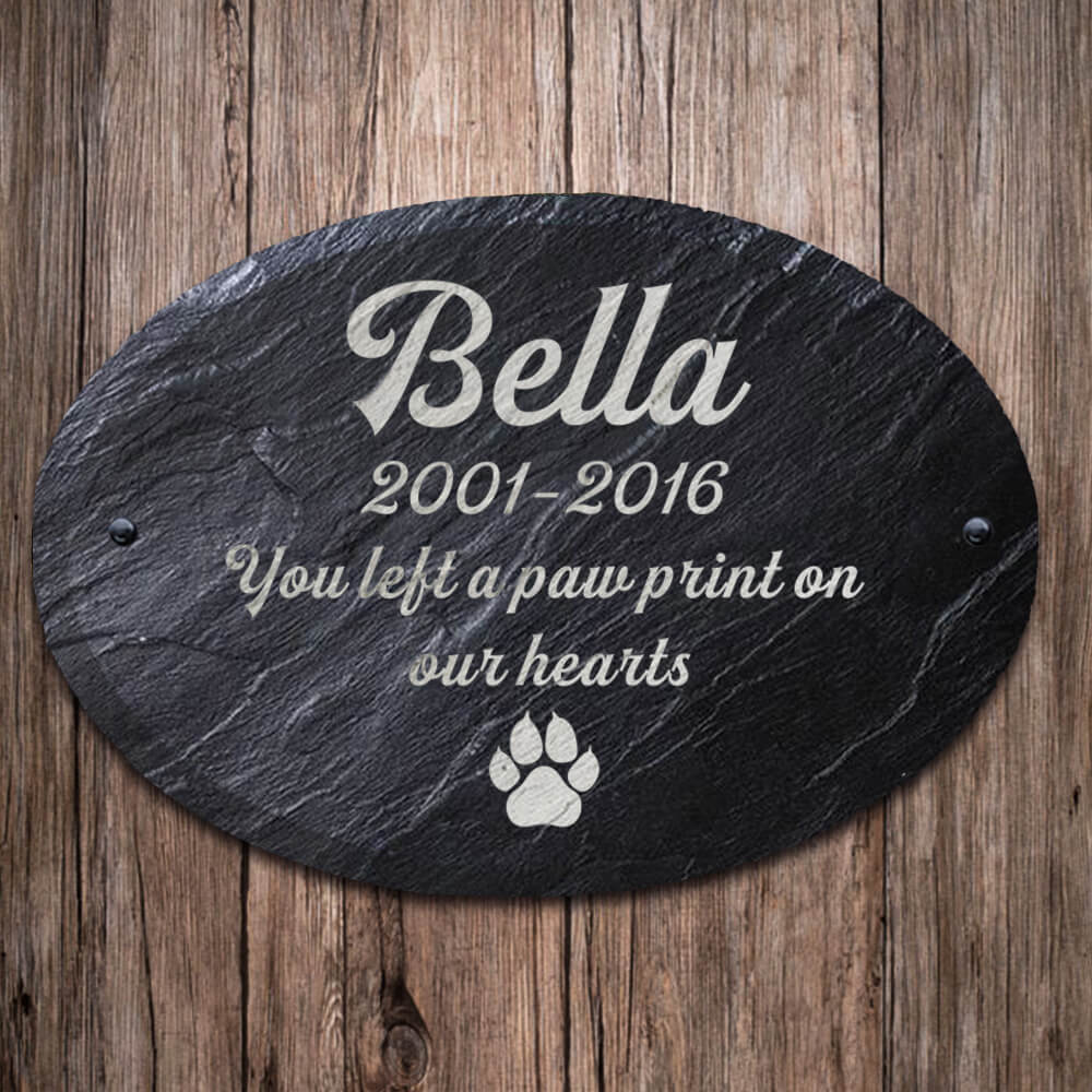 Personalised Engraved Pet Memorial Sign Natural Slate Grave Marker Plaque