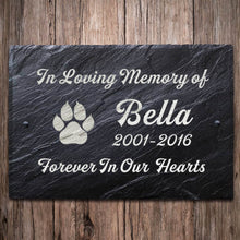 Load image into Gallery viewer, Personalised Engraved Pet Memorial Sign Natural Slate Grave Marker Plaque
