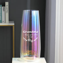 Load image into Gallery viewer, Personalised Engraved Flower Vase Rainbow Plated Glass Vase(Name) - EDSG
