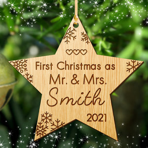 Personalised Xmas Decor First Christmas as Mr & Mrs