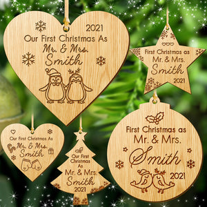 Personalised Xmas Decor First Christmas as Mr & Mrs