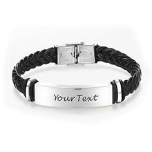 Load image into Gallery viewer, Personalised men&#39;s Leather Bracelet boys Leather Bracelet - for boys mens father
