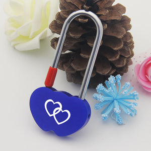 Personalised Engraved Padlock Double Heart Shape Lock  4 Colors